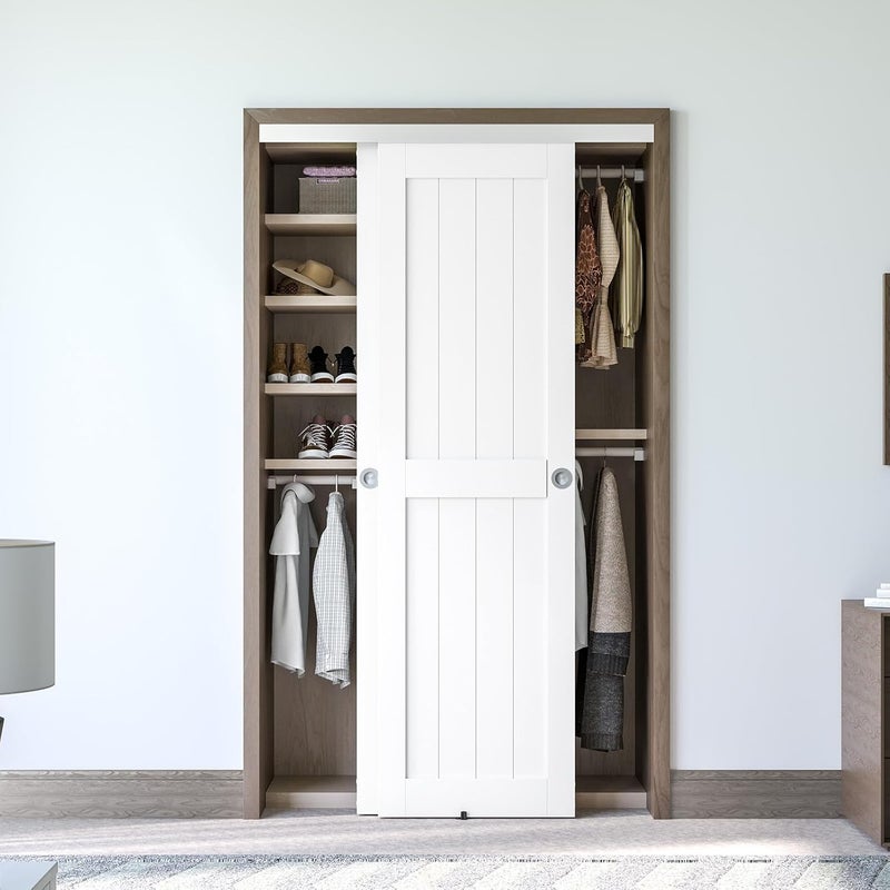 SMARTSTANDARD 48"/4FT Bypass Sliding Door Hardware Kit for Cabinet Closet, Aluminum Alloy Hardware with Finger Pull, for 2 Door System, Smoothly and Quietly, Fit 24.5" Wide Panel, No Door - Image 3